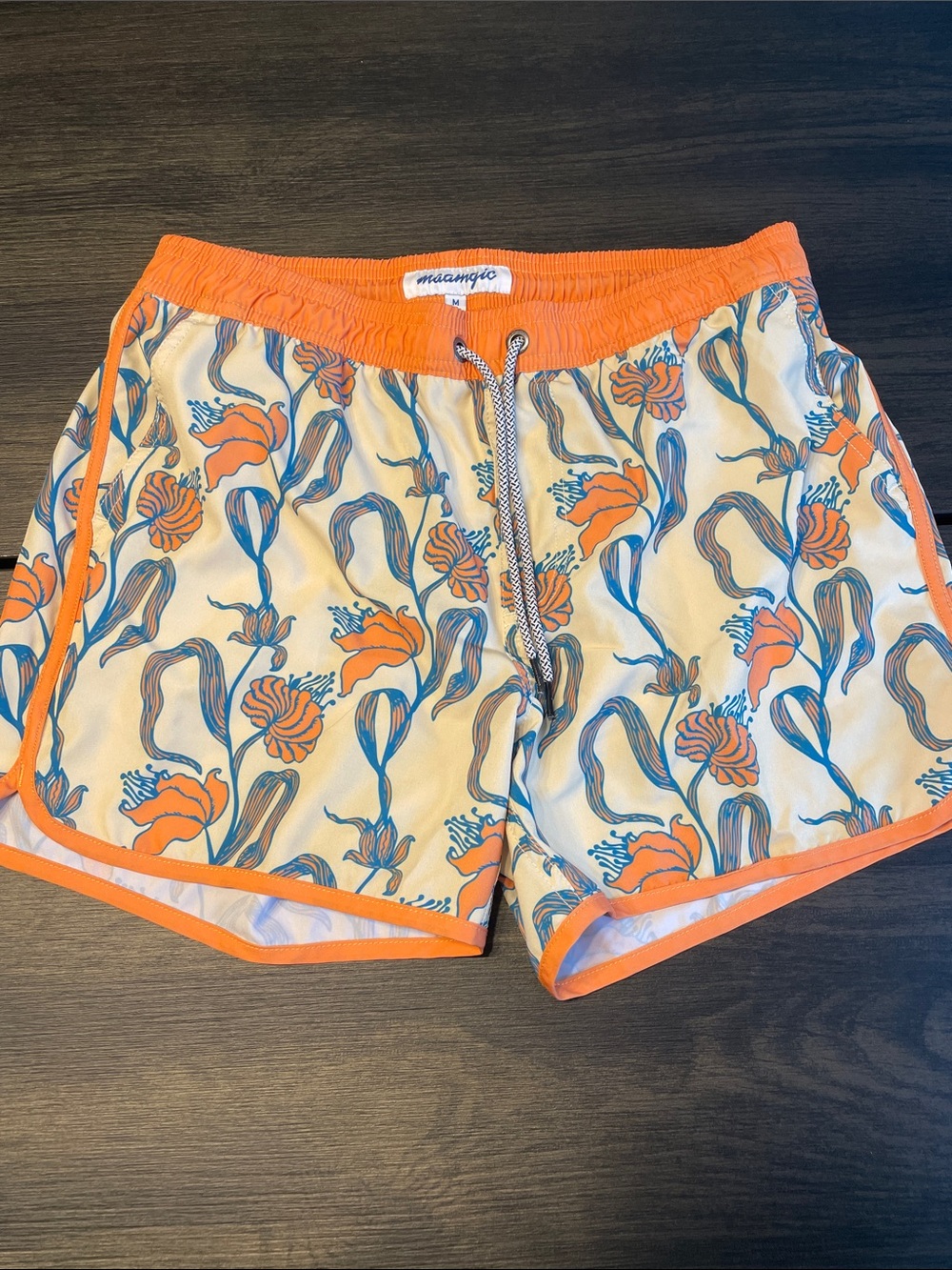 Maamgic Orange Floral Men's Swim Trunks